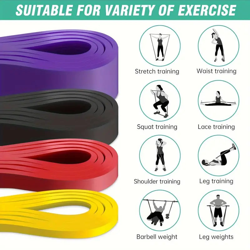 4-Piece Resistance Band Set with Stackable Tension - Medium Resistance, TPE Material